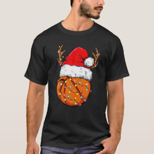 Christmas Basketball Ball Santa Hat Funny Sport Xm T-Shirt