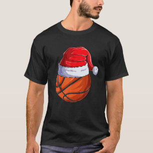 Christmas Basketball Ball Santa Hat Funny Sports X T-Shirt
