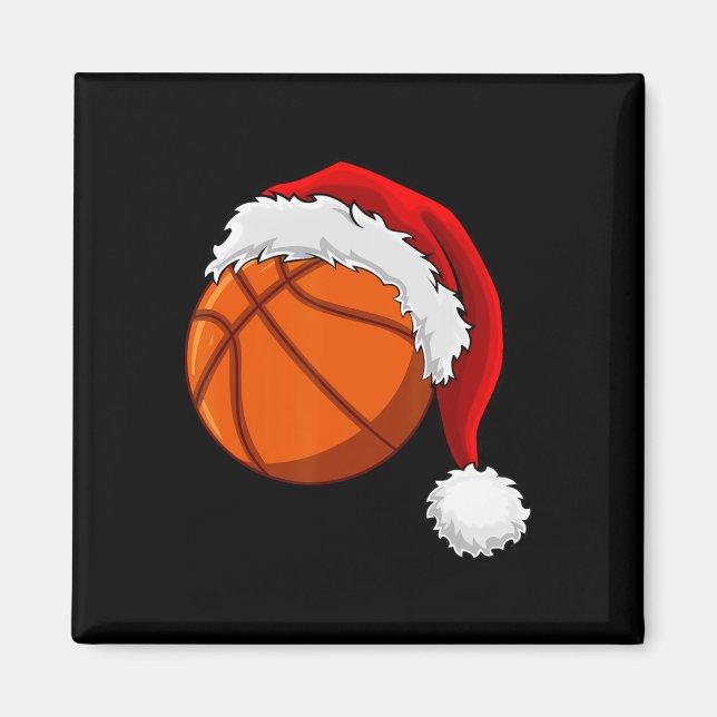 Christmas Basketball Ball Santa Hat Men Boys Sport Magnet (Front)