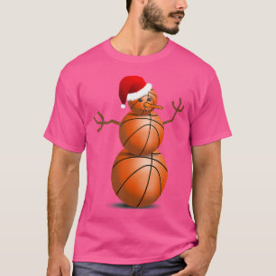 Christmas Basketball Basketball Snowman T-Shirt