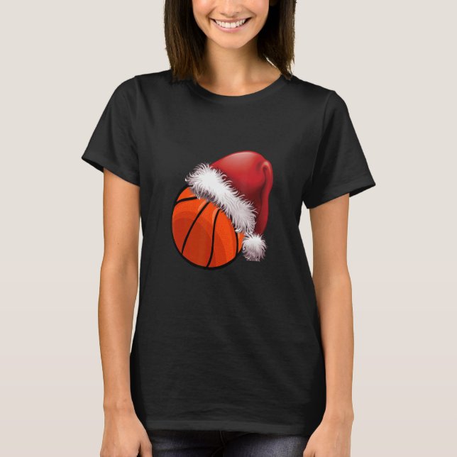 Christmas basketball For Kids Men Ball Santa Pajam T-Shirt (Front)
