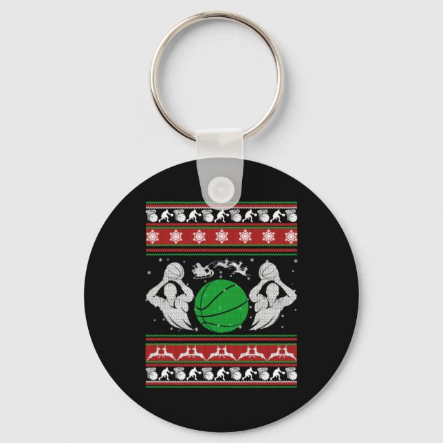 Christmas Basketball Gift  Key Ring (Front)