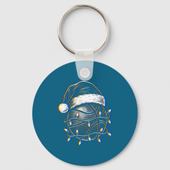 Christmas Basketball Glitch Edm Rave Artwork Key Ring (Front)