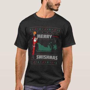 Christmas Basketball Merry Swishmas Santa Claus Pl T-Shirt