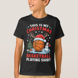 Christmas Basketball Player Santa Hat Basketball C T-Shirt