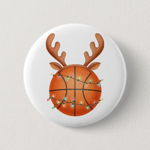 Christmas Basketball Reindeer Holiday Sports 6 Cm Round Badge