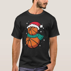 Christmas Basketball Santa Hat T-Shirt