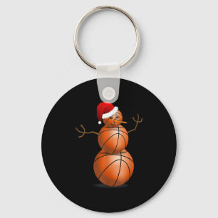 Christmas Basketball Shirt - Basketball Snowman Key Ring