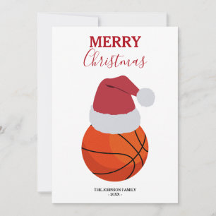 Christmas Basketball Sports Ball Custom Name Holiday Card