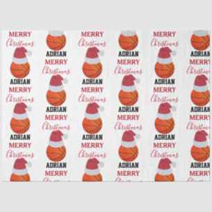 Christmas Basketball Sports Ball Custom Name Tissue Paper