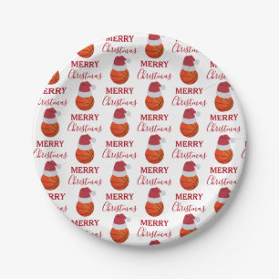 Christmas Basketball Sports Ball Party Paper Plate