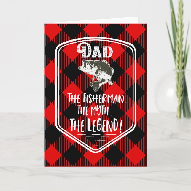 Christmas Bass Fishing Dad The Myth The Legend Holiday Card (Front)