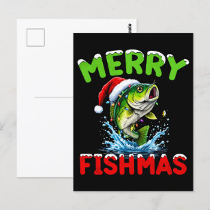 Christmas Bass Fishing: Festive Angling Fun 2025 Postcard