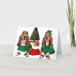 Christmas Basset Card  Blank Inside