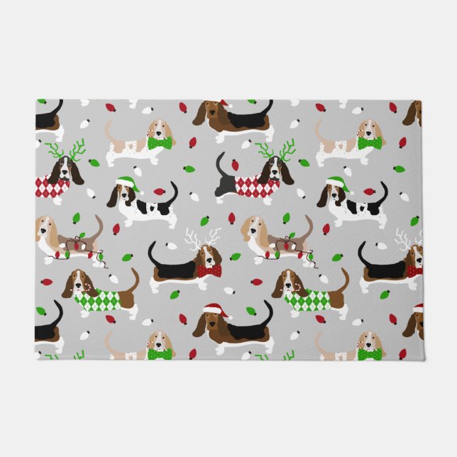 Christmas Basset Hound Doormat (Front)