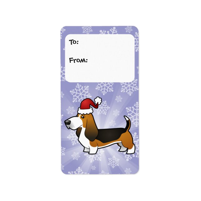 Christmas Basset Hound Gift Tags (Front)