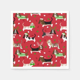 Christmas Basset Hound Napkin