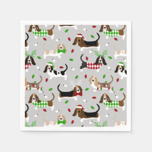 Christmas Basset Hound Napkins