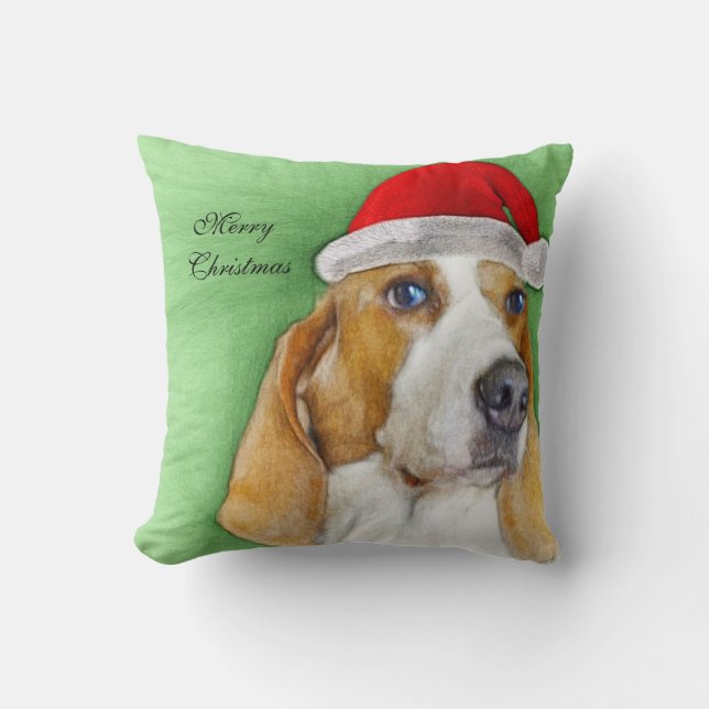 christmas Basset Hound pillow (Front)