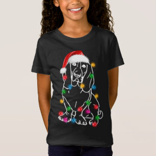 Christmas Basset Hound with Lights Santa Hat XMAS T-Shirt