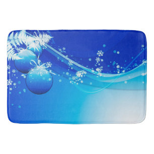 Christmas Bath Mat/Blue Ornaments Mat