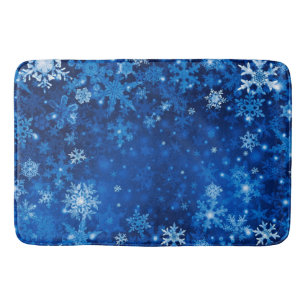 Christmas Bath Mat/Blue Snowflakes Mat