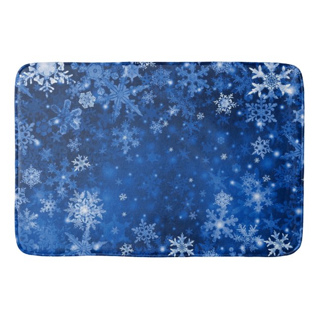 Christmas Bath Mat/Blue Snowflakes Mat (Front)