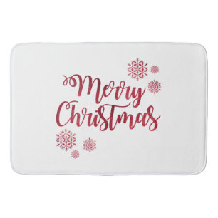 Christmas Bath Mat/Merry Christmas with Snowflakes Mat