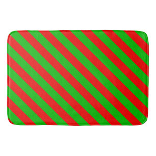 Christmas Bath Mat/Red and Green Stripes Bath Mat