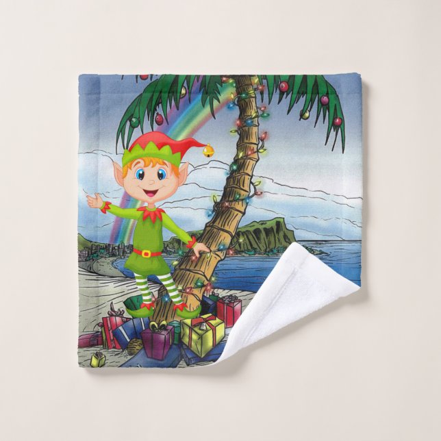 Christmas Bath Towel Sets, Beach Bum Elf (Wash Cloth)