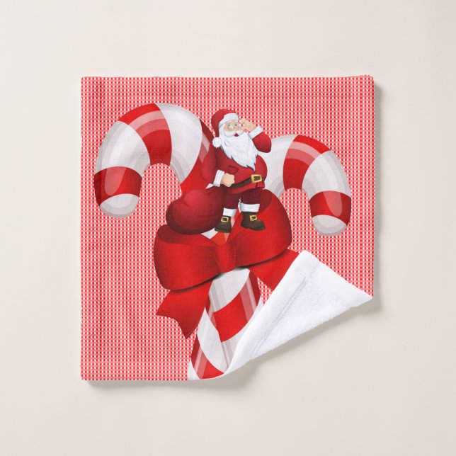 Christmas Bath Towel Sets, Candy Cane (Wash Cloth)