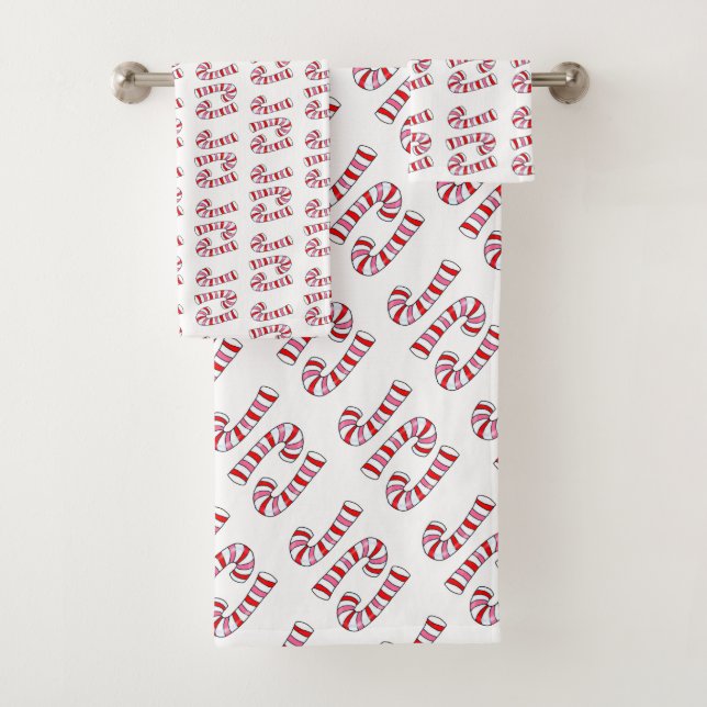 Christmas Bath Towel Sets, Candy Canes  (Insitu)