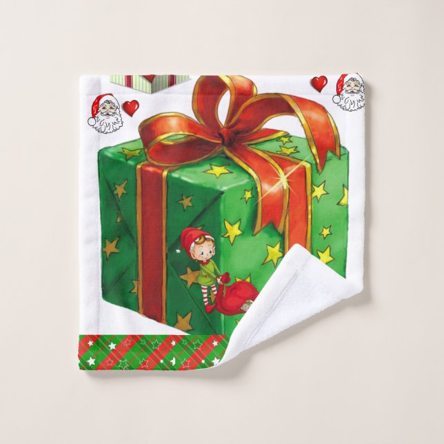 Christmas Bath Towel Sets, Elf (Wash Cloth)