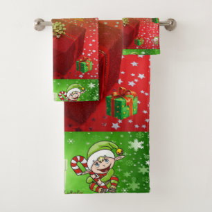 Christmas Bath Towel Sets, Elf