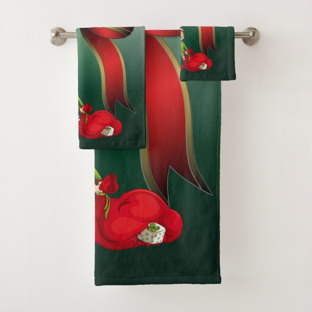 Christmas Bath Towel Sets, Elf (Insitu)