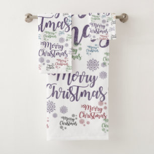 Christmas Bath Towel Sets, Merry Christmas