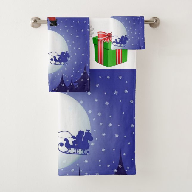 Christmas Bath Towel Sets, Santa (Insitu)