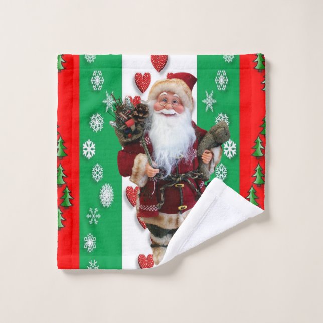 Christmas Bath Towel Sets, Santa (Wash Cloth)