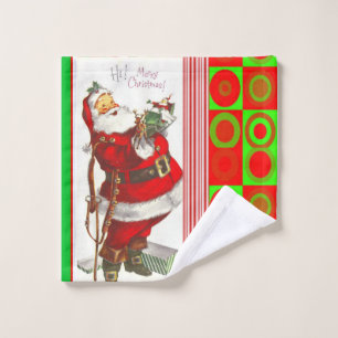 Christmas Bath Towel Sets, Santa Vintage
