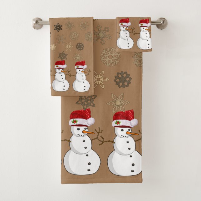 Christmas Bath Towel Sets, Snowman (Insitu)