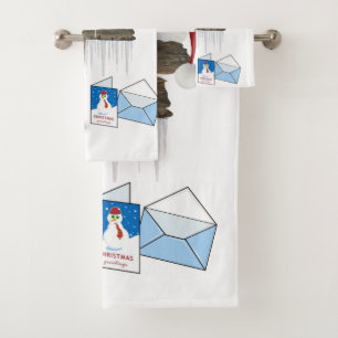 Christmas Bath Towel Sets, Snowman