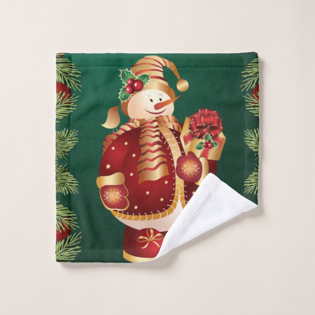 Christmas Bath Towel Sets, Snowman (Wash Cloth)