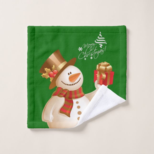 Christmas Bath Towel Sets, Snowman (Wash Cloth)