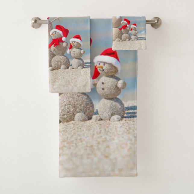 Christmas Bath Towel Sets, Snowman (Insitu)