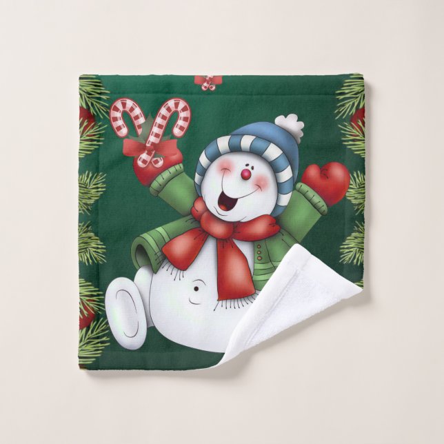 Christmas Bath Towel Sets, Snowman (Wash Cloth)