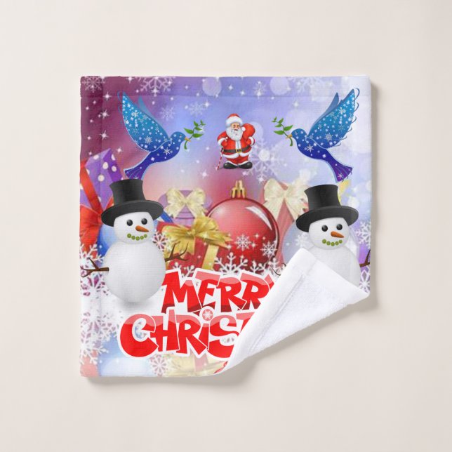 Christmas Bath Towel Sets, Snowman (Wash Cloth)