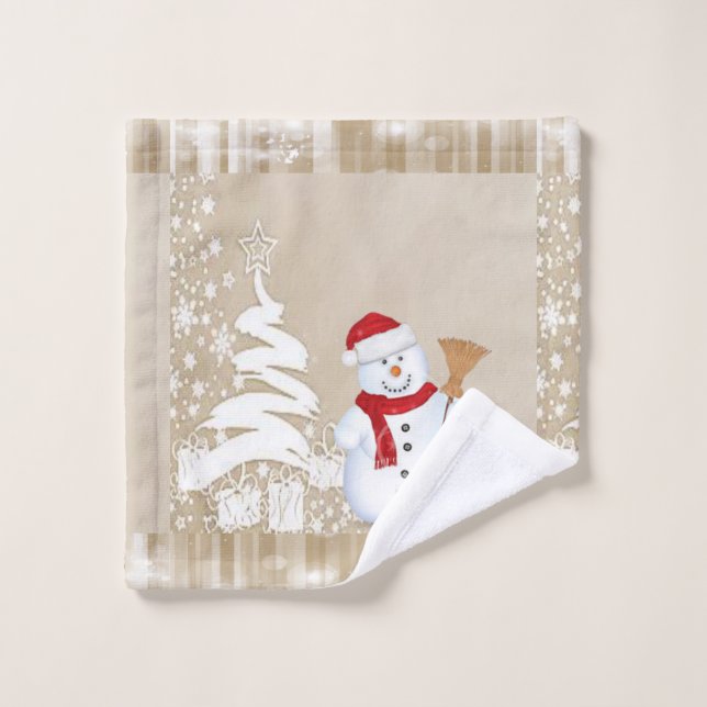 Christmas Bath Towel Sets, Snowman (Wash Cloth)