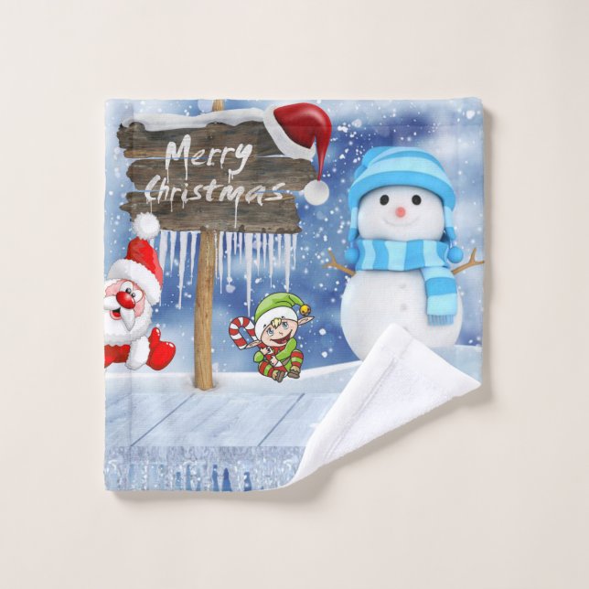Christmas Bath Towel Sets, Snowman (Wash Cloth)