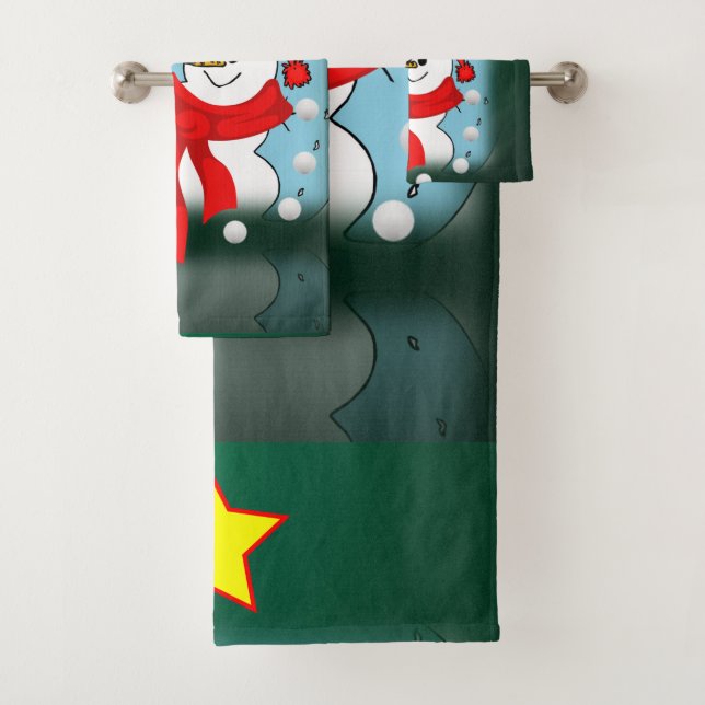 Christmas Bath Towel Sets, Snowman (Insitu)