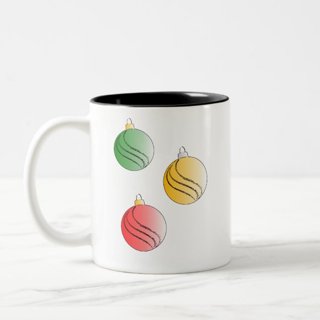 Christmas Baubals Two-Tone Coffee Mug (Left)